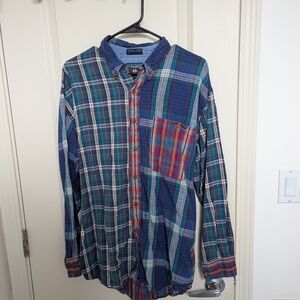 Men's Plaid Shirt - Blue and Red